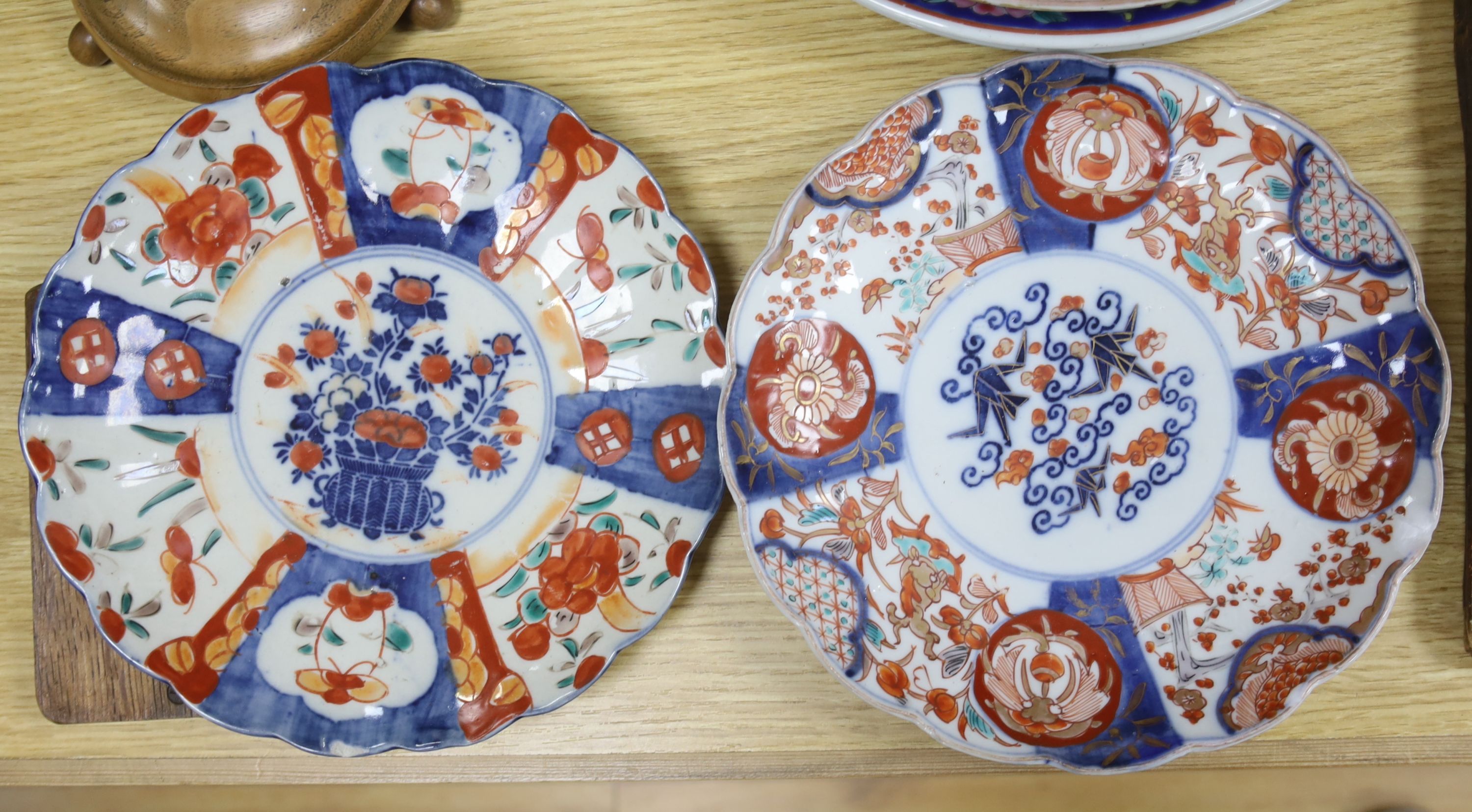 An 18th century Imari dish and four other dishes